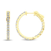 14K Yellow Gold Diamond 1 1/2 Ct.Tw. In and Out Hoop Earrings