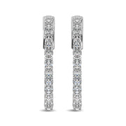 14K White Gold Diamond 2 Ct.Tw. In and Out Hoop Earrings
