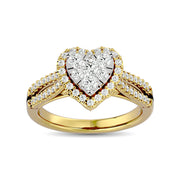 Diamond  3/4 ct tw Round Cut  Heart Shape Engagement Ringin 14K White Gold