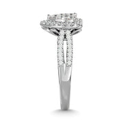 Diamond  3/4 ct tw Round Cut  Heart Shape Engagement Ringin 14K White Gold