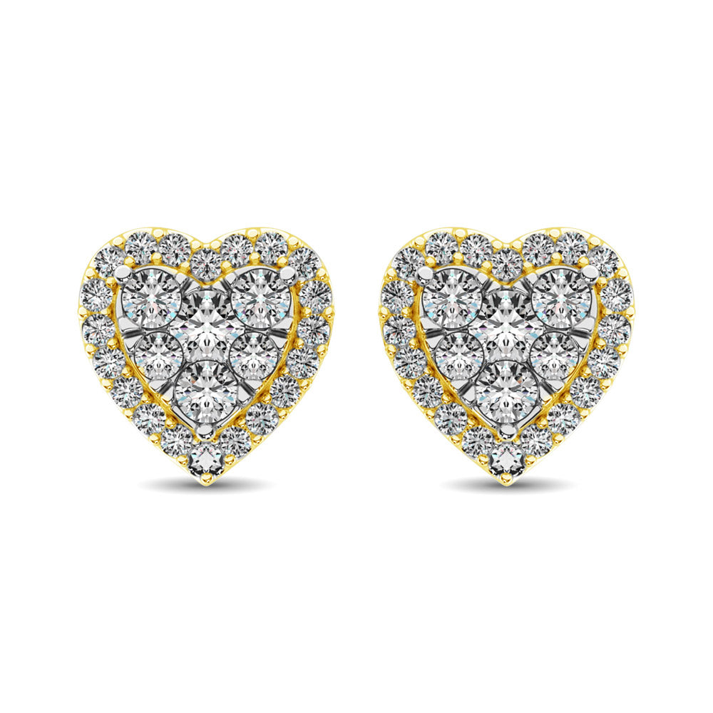 14K Yellow Gold 3/4 Ct.Tw. Diamond Flower Studs Earrings – Blanca's Jewelry