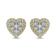 Diamond 3/4 ct tw Heart Earrings  in 14K Yellow Gold
