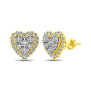 Diamond 3/4 ct tw Heart Earrings  in 14K Yellow Gold