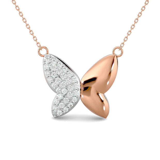 Diamond 1/8 ct tw Butterfly Necklace in 10K Rose Gold