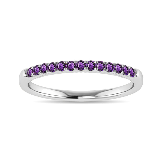 Diamond 1/5 Ct.Tw. Amethyst Stackble Band in 10K White Gold