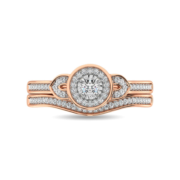 Diamond Bridal Ring 1/5 ct tw in Round-cut 10K Rose Gold