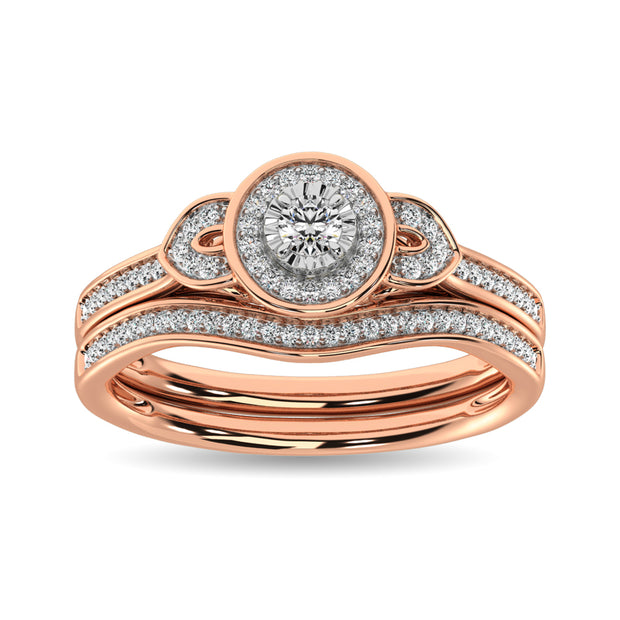 Diamond Bridal Ring 1/5 ct tw in Round-cut 10K Rose Gold