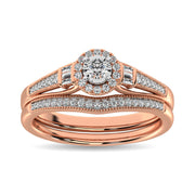 Diamond Bridal Ring 1/4 ct tw in Round and Straight Baguette in 10K Rose Gold