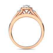 Diamond Bridal Ring 1/4 ct tw in Round and Straight Baguette in 10K Rose Gold
