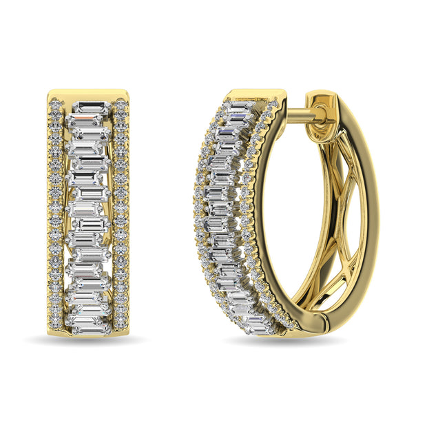Diamond 1/2 Ct.Tw. Hoop Earrings in 14K Yellow Gold
