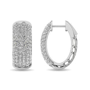 Diamond 3 1/10 ct tw Hoop Earrings in 14K White Gold