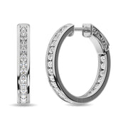 Diamond 2 ct tw Hoop Earrings in 14K White Gold