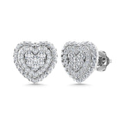 Diamond 5/8 Ct.Tw. Cluster Fashion Earrings in 14K White Gold Gold