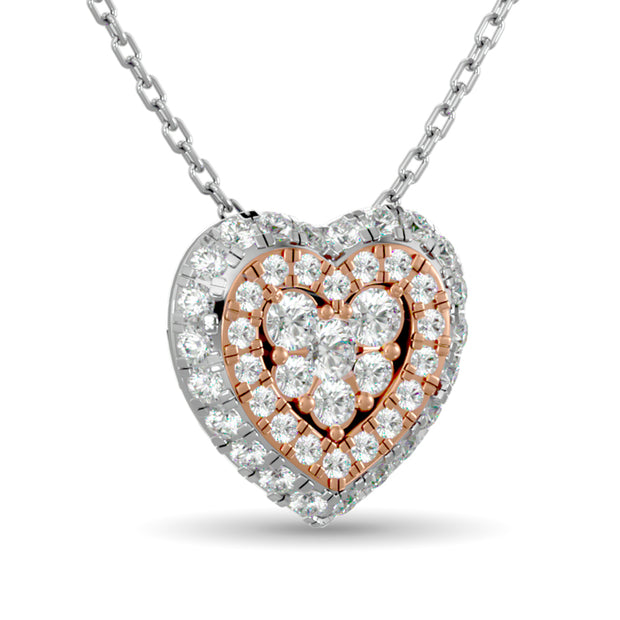 Diamond 1/2 Ct.Tw. Cluster Heart Pendant in 14K Two Tone Gold