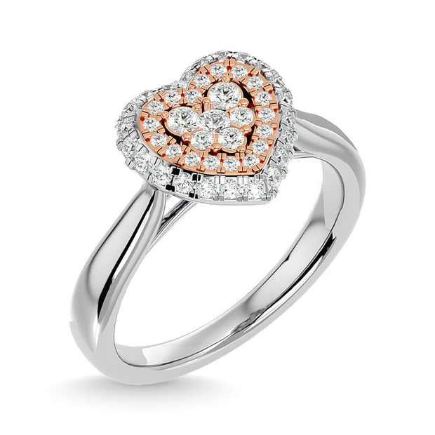 Diamond 1/2 Ct.Tw. Cluster Heart Ring in 14K Two Tone Gold