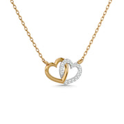 Diamond 1/6 Ct.Tw. Duel Heart Pendant in 10K Two Tone Gold