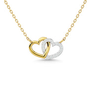 Diamond 1/6 Ct.Tw. Duel Heart Pendant in 10K Two Tone Gold