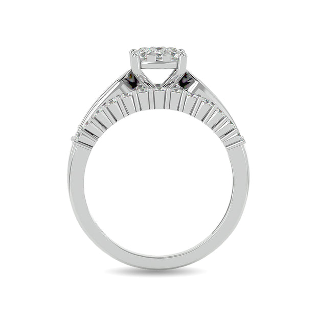 Diamond 1 ct tw Round Cut and Tapper Fashion Ring in 10K White Gold