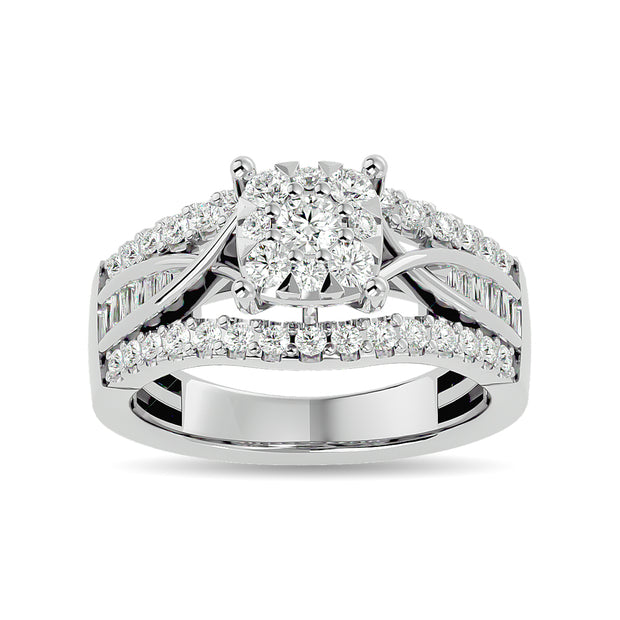 Diamond 1 ct tw Round Cut and Tapper Fashion Ring in 10K White Gold