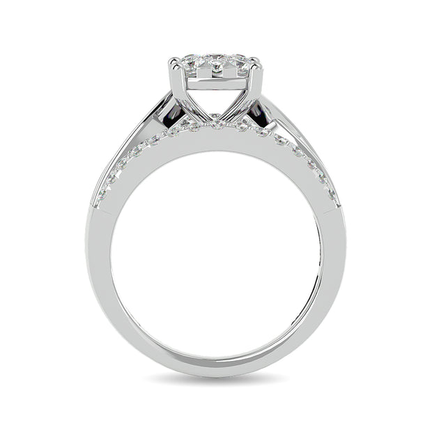 Diamond 1 ct tw Round Cut and Tapper Fashion Ring in 10K White Gold