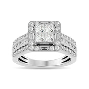 Diamond 1 1/2 ct tw Princess Head Engagement Ring in 14K White Gold