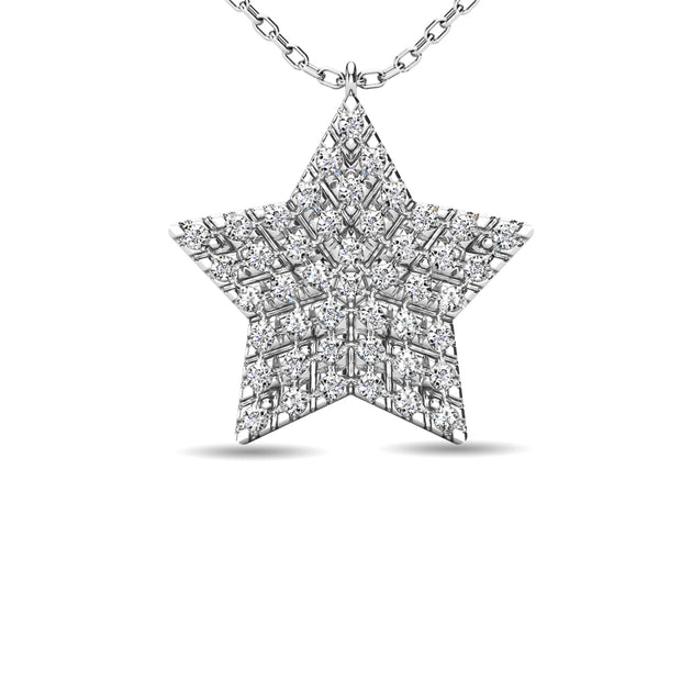 Diamond 1/8 ct tw Star Pendant in 10K White Gold