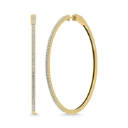 Diamond 1 5/8 Ct.Tw. Round Shape Hoop Earrings in 10K Yellow Gold (2.5 inches)