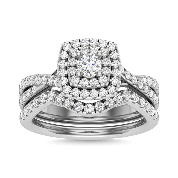 Diamond 1 Ct.Tw. Round Cut Bridal Ring in 14K White Gold