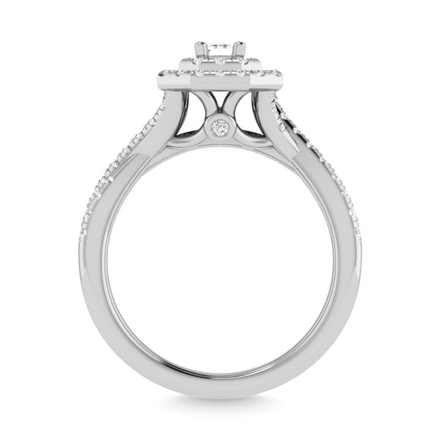 Diamond 1 Ct.Tw. Emerald Cut Bridal Ring in 14K White Gold