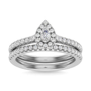 Diamond 3/4 Ct.Tw. Pear Cut Bridal Ring in 14K White Gold