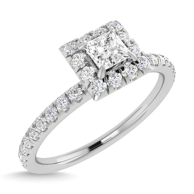 Diamond 3/4 Ct.Tw. Princess Cut Engagement Ring in 14K White Gold