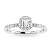 Diamond 3/4 Ct.Tw. Center Emerald Engagement Ring in 10K White Gold
