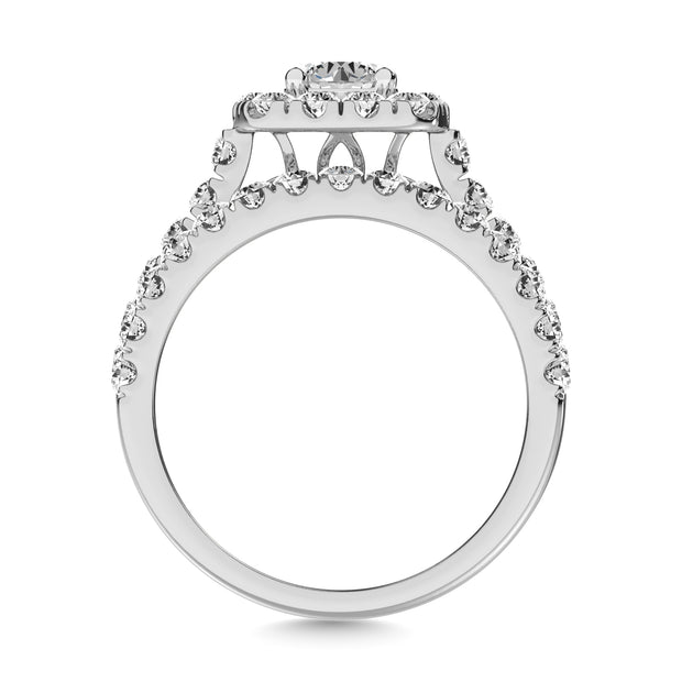 Diamond 2 ct tw Round Cut Halo Bridal Ring in 14K White Gold