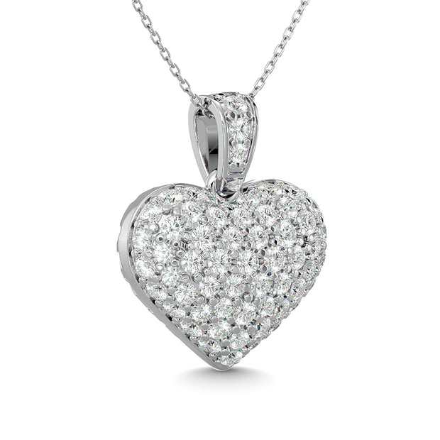 Diamond 1 1/2 ct tw Heart Pendant in 10K White Gold