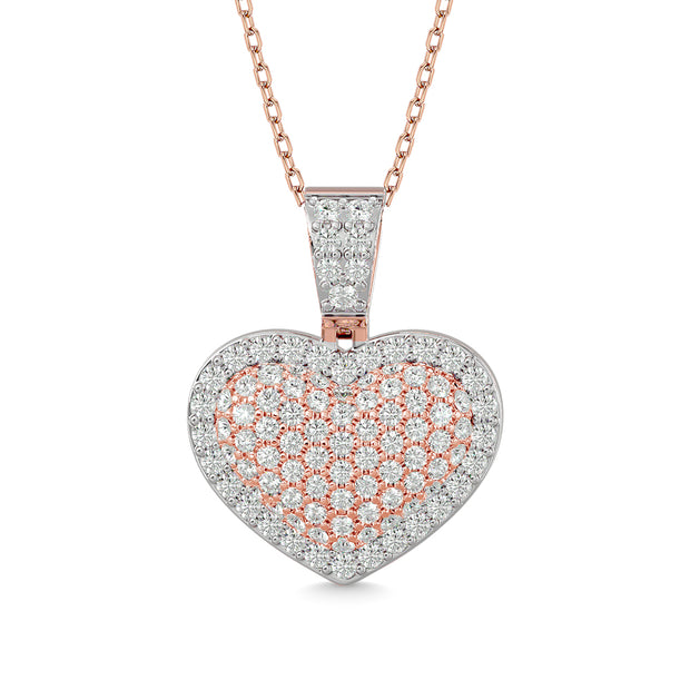 Diamond 2 ct tw Heart Pendant in 10K Pink Gold With White Gold Touch