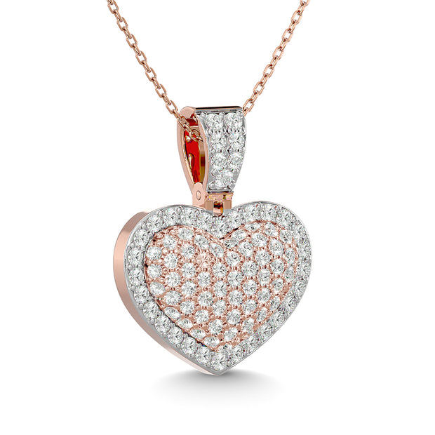 Diamond 1 ct tw Heart Pendant in 10K Pink Gold With White Gold Touch