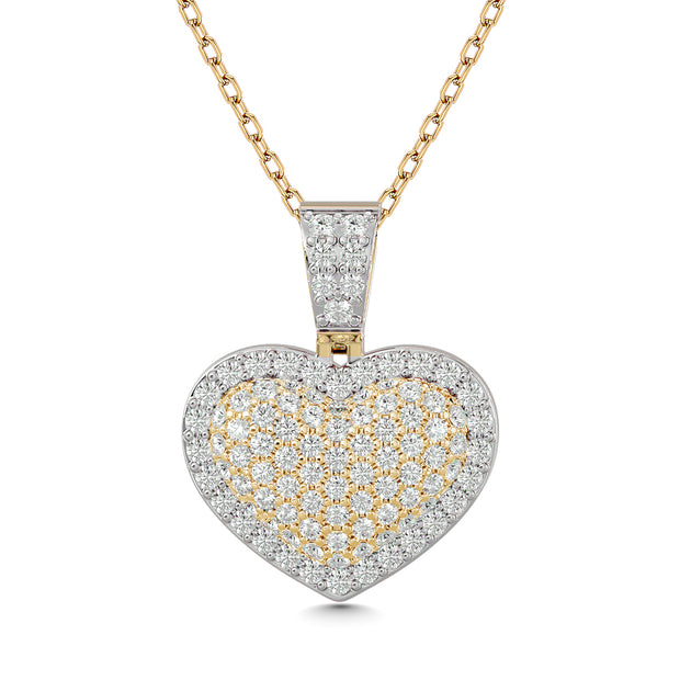 Diamond 1 1/2 ct tw Heart Pendant in 10K Yellow Gold With White Gold Touch