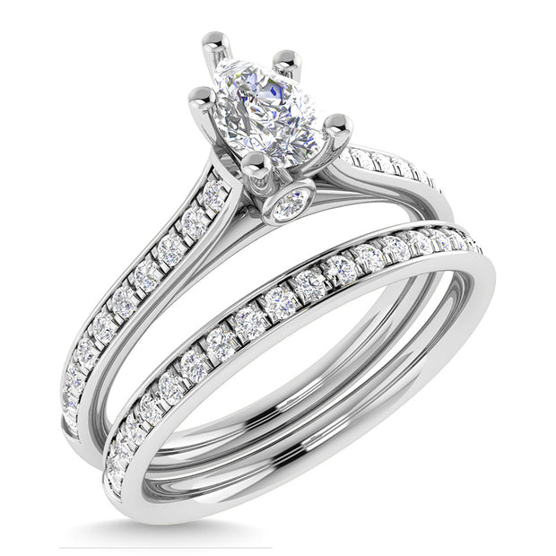 Diamond 3/4 Ct.Tw. Pear Shape Bridal Ring in 14K White Gold