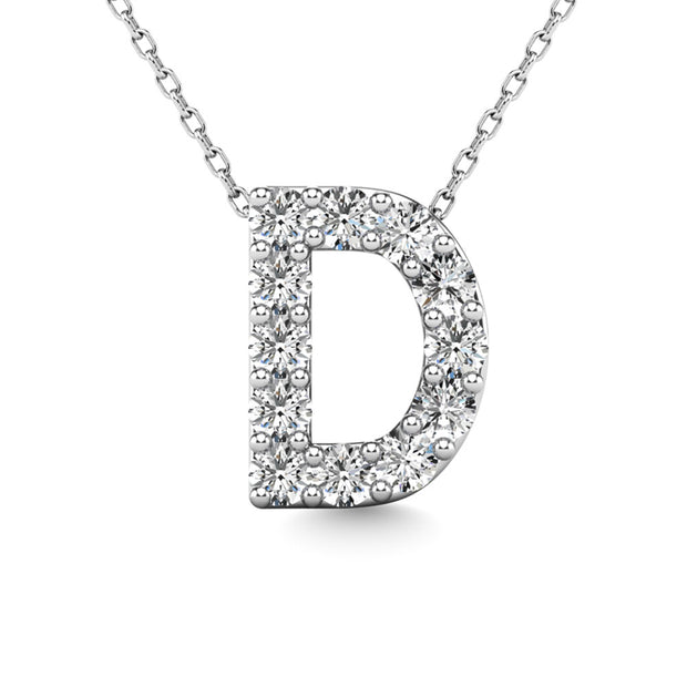 Diamond 1/8 Ct.Tw. Letter D Pendant in 14K White Gold""