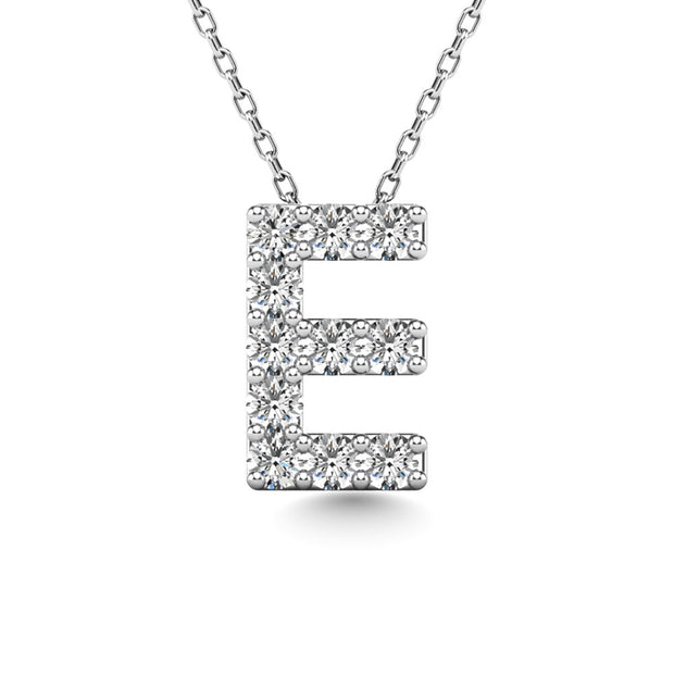Diamond 1/10 Ct.Tw. Letter E Pendant in 14K White Gold""