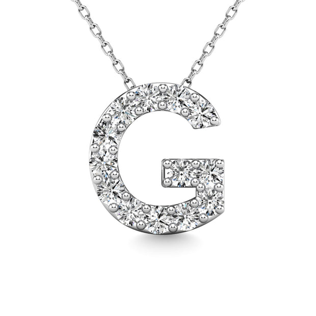 Diamond 1/8 Ct.Tw. Letter G Pendant in 14K White Gold""