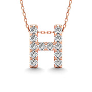 Diamond 1/8 Ct.Tw. Letter H Pendant in 14K Rose Gold""