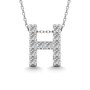 Diamond 1/8 Ct.Tw. Letter H Pendant in 14K White Gold""