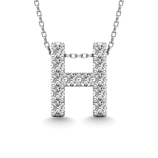 Diamond 1/8 Ct.Tw. Letter H Pendant in 14K White Gold""