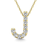 Diamond 1/10 Ct.Tw. Letter J Pendant in 14K Yellow Gold""