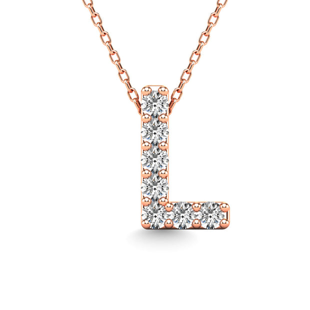 Diamond 1/20 Ct.Tw. Letter L Pendant in 14K Rose Gold""