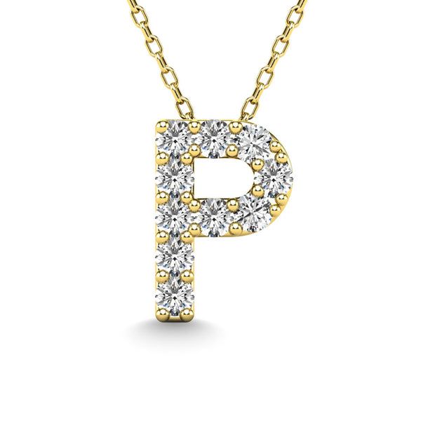 Diamond 1/10 Ct.Tw. Letter P Pendant in 14K Yellow Gold""