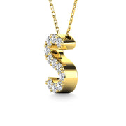 Diamond 1/10 Ct.Tw. Letter S Pendant in 14K Yellow Gold""