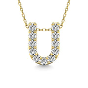 Diamond 1/10 Ct.Tw. Letter U Pendant in 14K Yellow Gold""