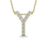 Diamond 1/10 Ct.Tw. Letter Y Pendant in 14K Yellow Gold""